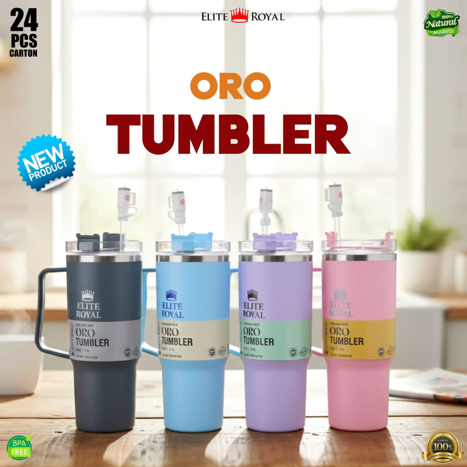 Elite Royal ORO Tumbler with Handle & Straw