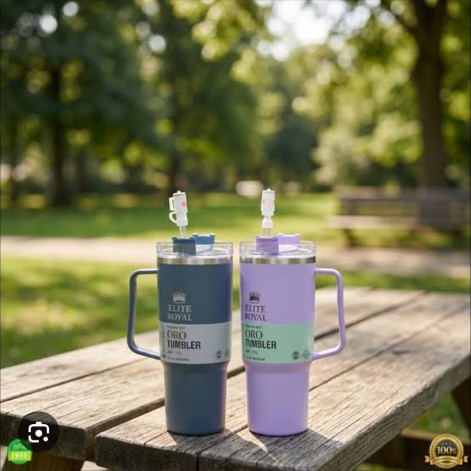 Elite Royal ORO Tumbler with Handle & Straw