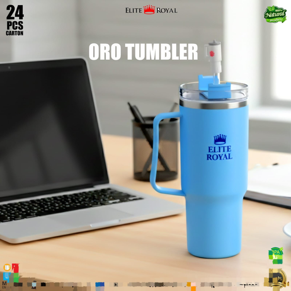 Elite Royal ORO Tumbler with Handle & Straw