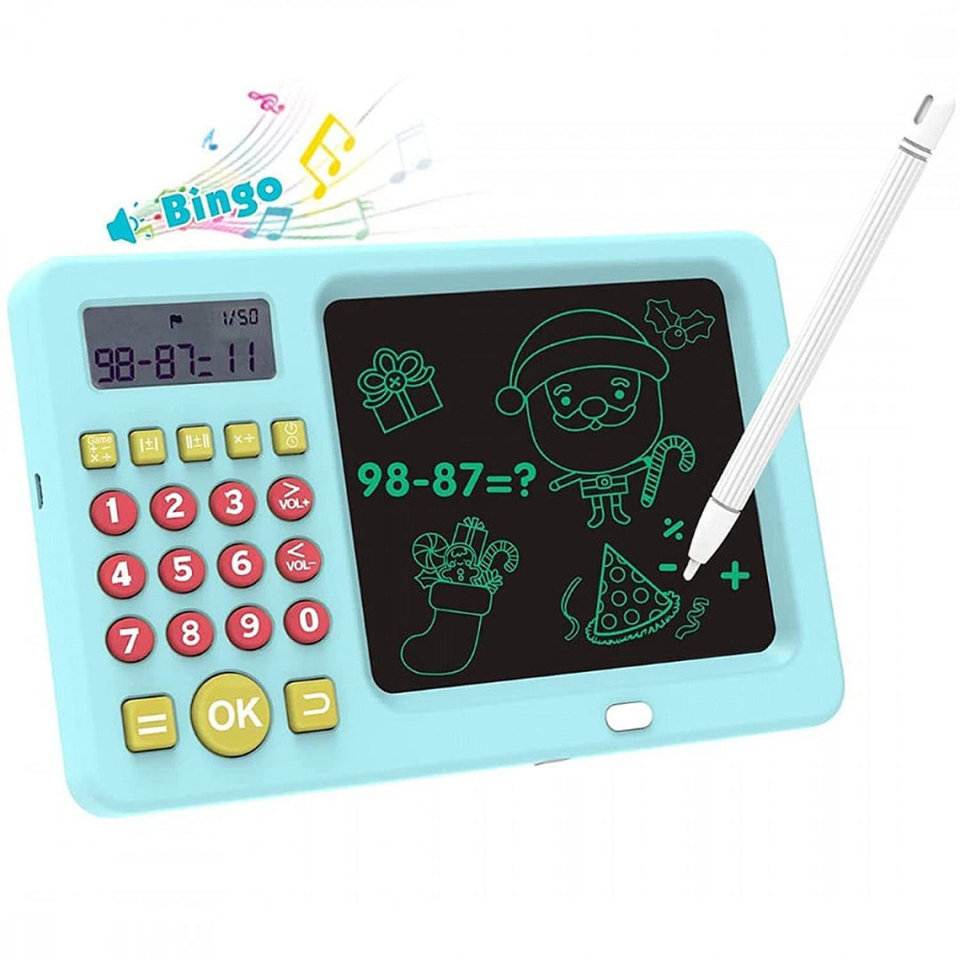 LCD Writing Tablet Slate with Calculator Toy Math Learning Machine for Kids Children Baby pre School Kids 2in1 Drawing Math Early Education Toys Learning Machines Best Birthday Gift