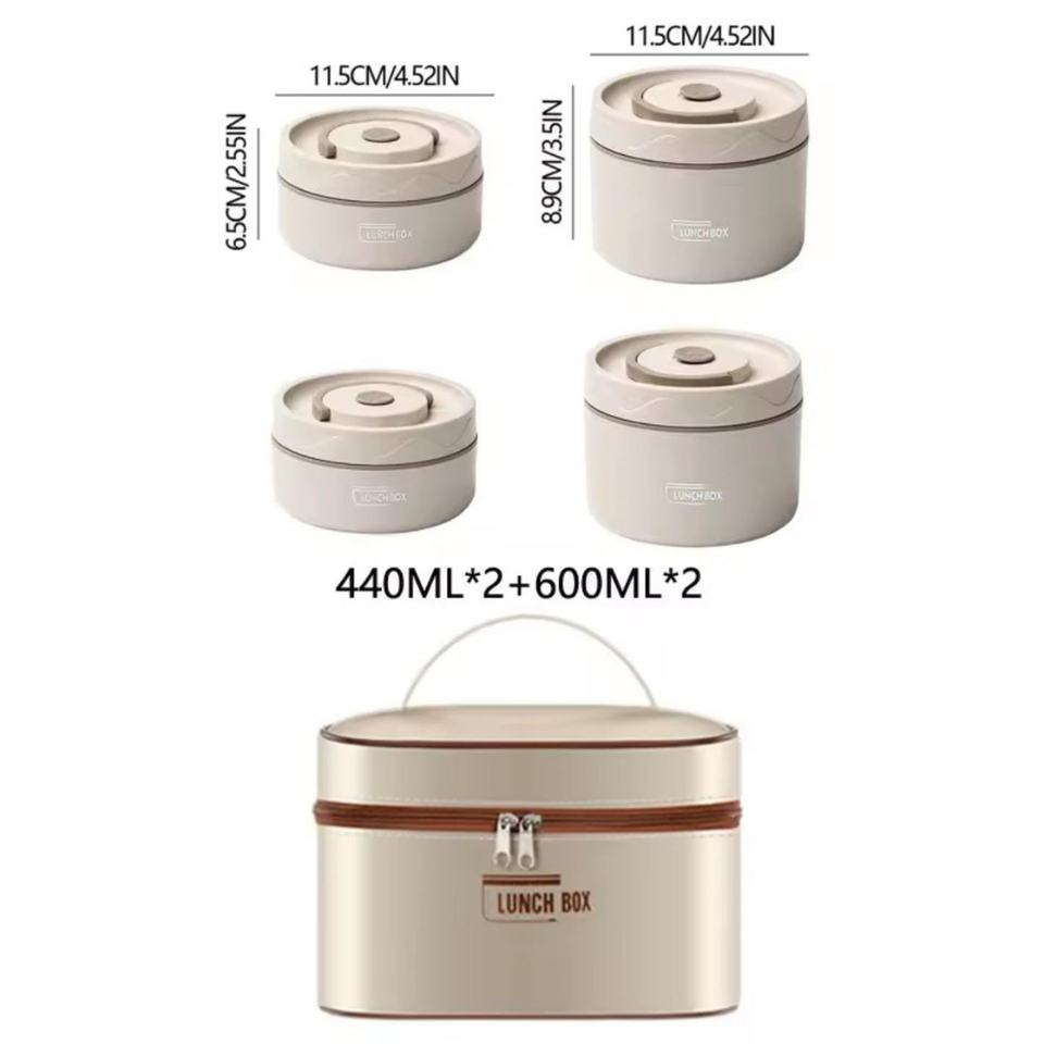 Insulated 4 Portion Lunch Box with Thermal Bag