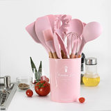 12 Pcs Non-Stick Cooking Kitchen Utensils Pink