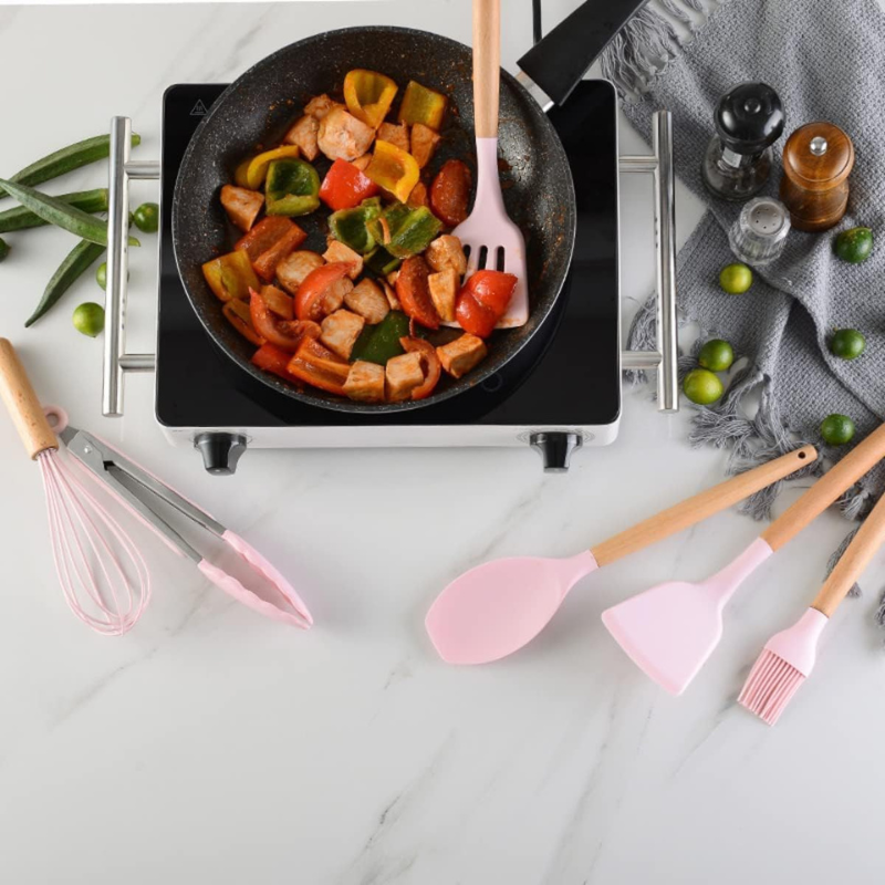 12 Pcs Non-Stick Cooking Kitchen Utensils Pink