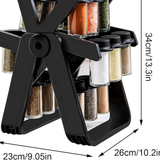 Rotating Spice Rack Organizer with 18 Glass Spice Jars, Revolving Spice Rack Set, 360°Rotating Ferris Wheel Spice Rack Seasoning Organizer for Countertop Kitchen(Black)