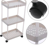 3-Tier Small Rolling Storage Cart Multi Purpose Utility Organizer White Plastic