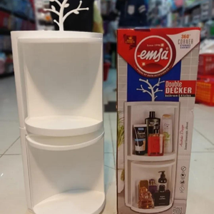 Double Decker Rotatable Corner Cabinet for bathroom and kitchen storage useful for Kitchen storage Makeup storage good quality plastic cabinet