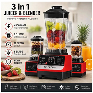 Heavy Duty 3 in 1 Commercial Juicer Blender for Fresh Fruits with unbreakable plastic
