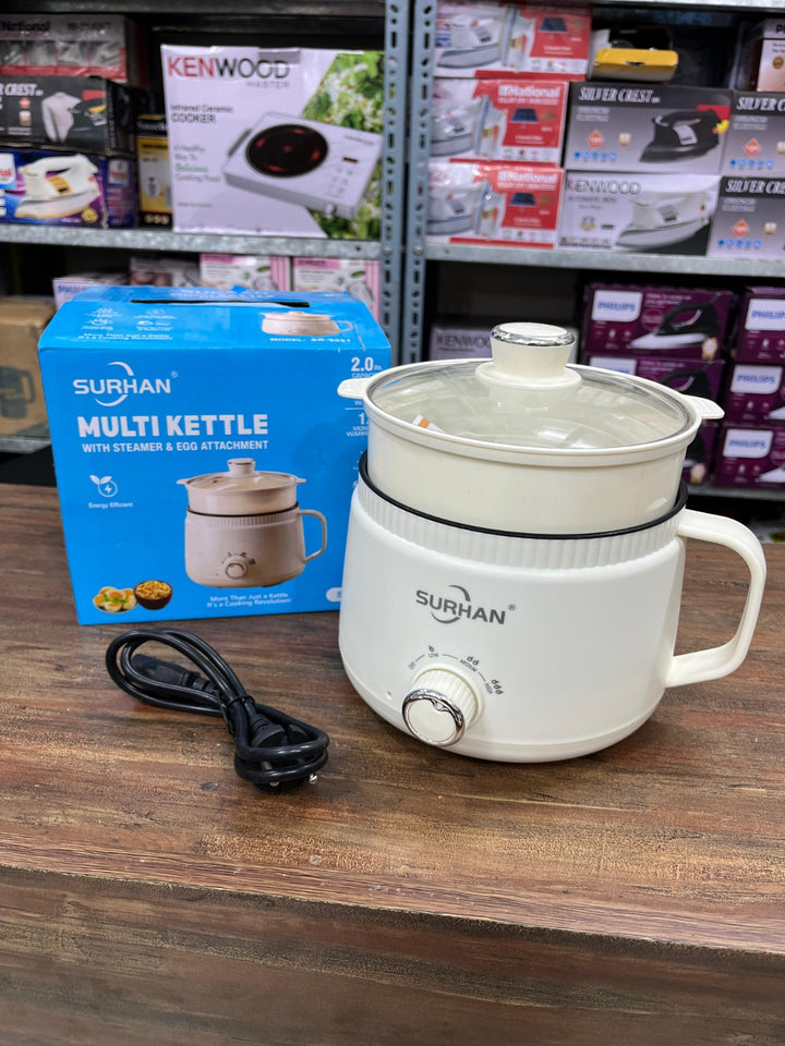 600Watt 2 Litre Multi Cooking Kettle with Steamer & Egg Attachment