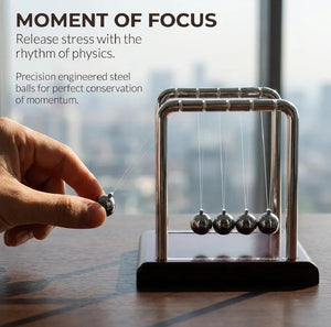 Sealive Newton's Cradle Large Heavy Duty Steel Balls with deep black Base