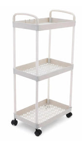 3-Tier Small Rolling Storage Cart Multi Purpose Utility Organizer White Plastic