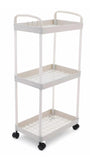 3-Tier Small Rolling Storage Cart Multi Purpose Utility Organizer White Plastic