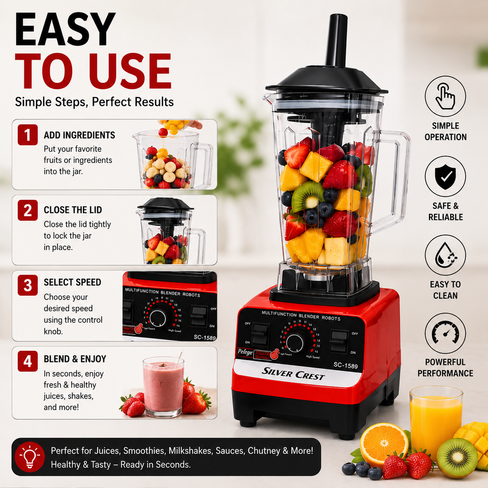 Silver Crest 3 in 1 Commercial Blender – 4500W Heavy Duty