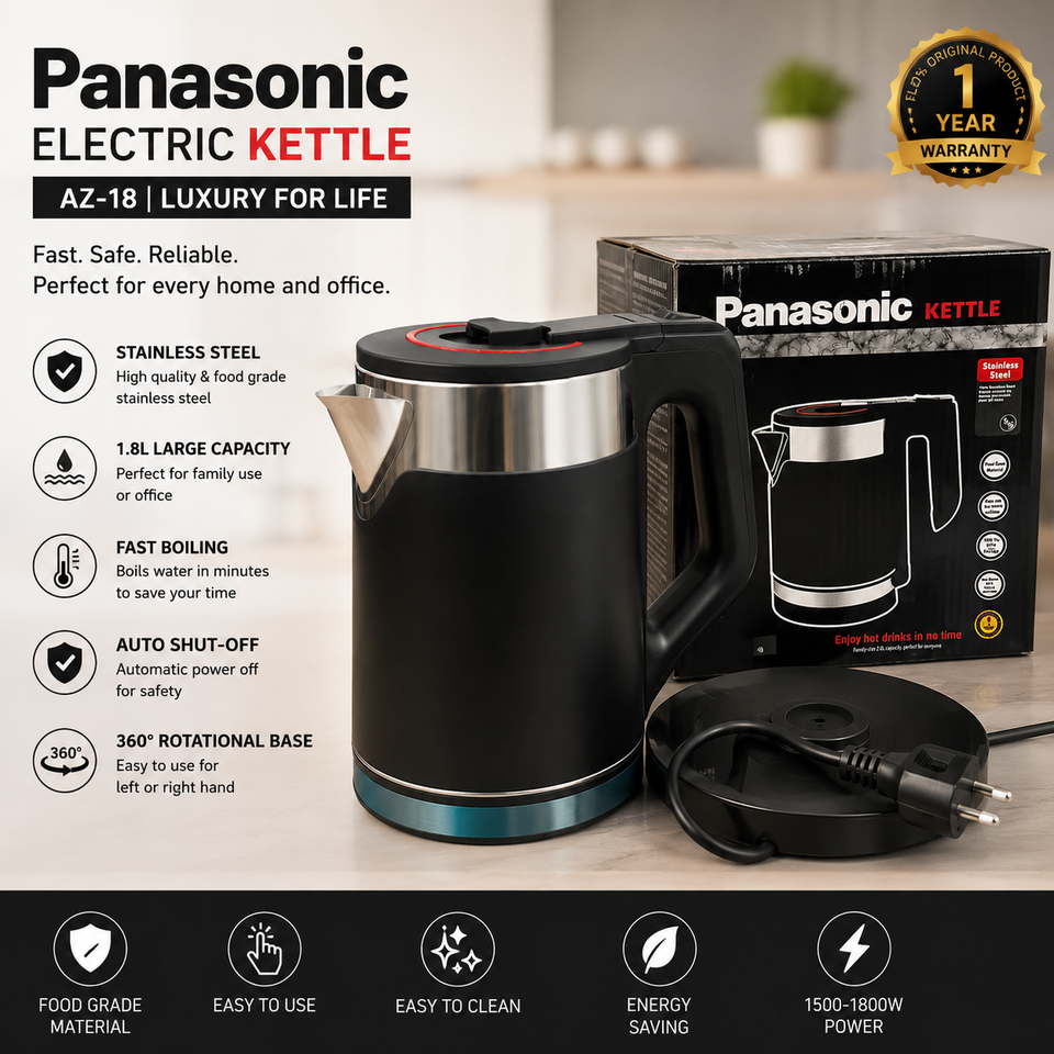 Panasonic Electric Kettle – Stainless Steel (AZ-18)